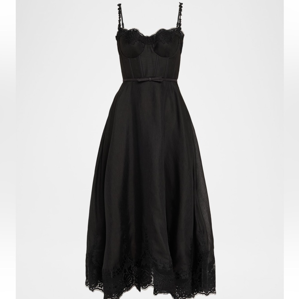 Zimmerman Elegant Black Lace Midi Dress